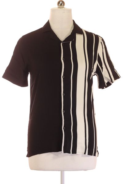 Černobílá Vzorovaná Pánská Košile S Krátkým Rukávem Vel. M