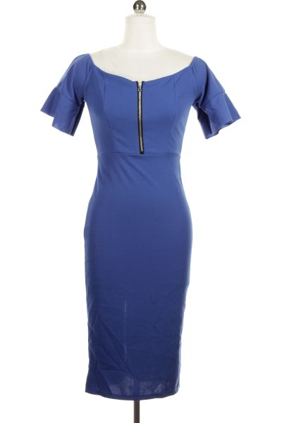 Modré Společenské šaty S Krátkým Rukávem Wal G