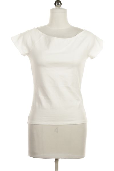 Bílé Jednoduché Dámské Tričko S Krátkým Rukávem Vel. 36