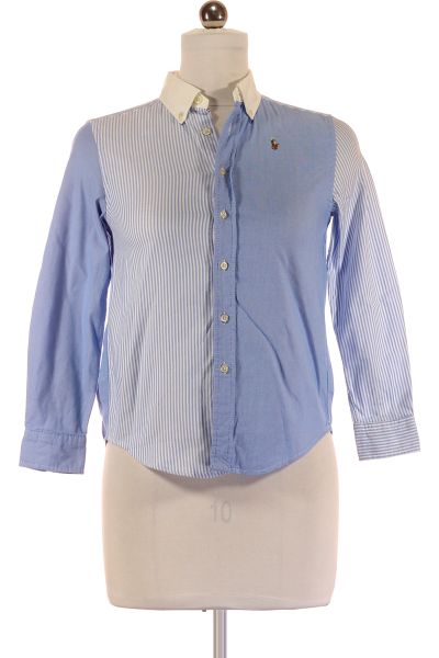 Modrá Vzorovaná Pánská Košile s Dlouhým Rukávem Vel. M | Second Hand