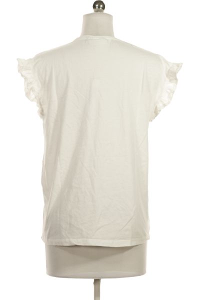 Bílé Jednoduché Dámské Tričko s Krátkým Rukávem Vel. M | Second Hand
