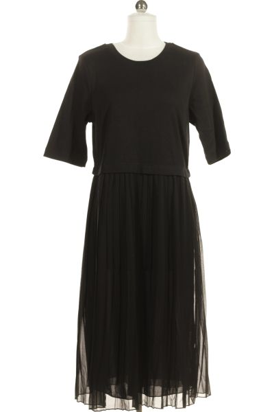 černé Společenské šaty S Krátkým Rukávem Outlet