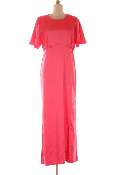 Růžové Společenské šaty S Krátkým Rukávem Vel. XL