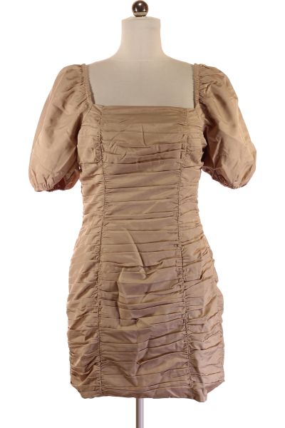 Béžové Pouzdrové šaty S Krátkým Rukávem Vel. 40