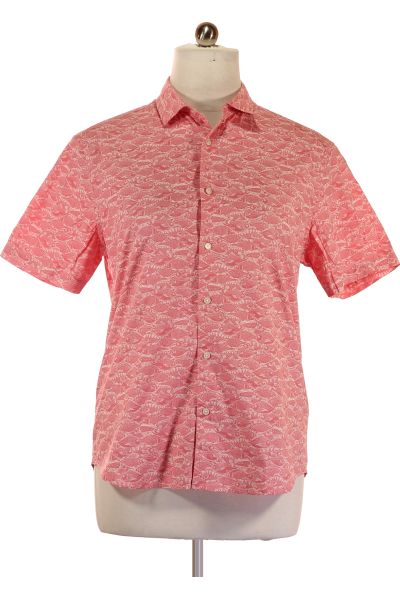 Růžová Vzorovaná Pánská Košile Marks & Spencer Vel. L