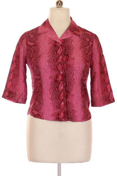 Růžová Vzorovaná Dámská Košile s Krátkým Rukávem Vel.  40