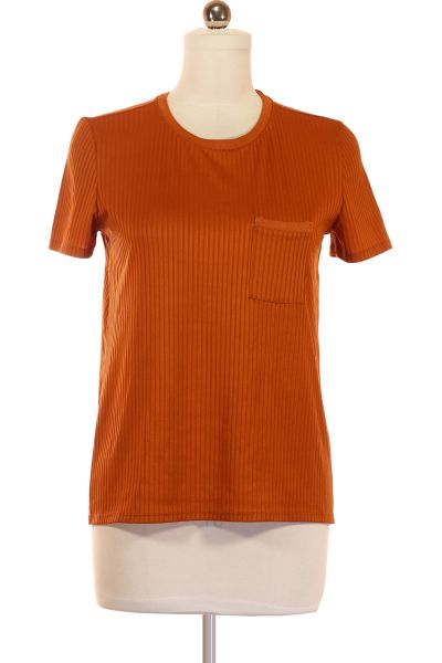 Oranžové Jednoduché Dámské Tričko S Krátkým Rukávem Vel.  M