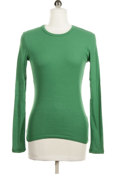 Zelené Jednoduché Dámské Tričko S Dlouhým Rukávem