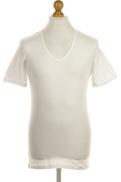 Bílé Jednoduché Pánské Tričko S Krátkým Rukávem Vel.  S