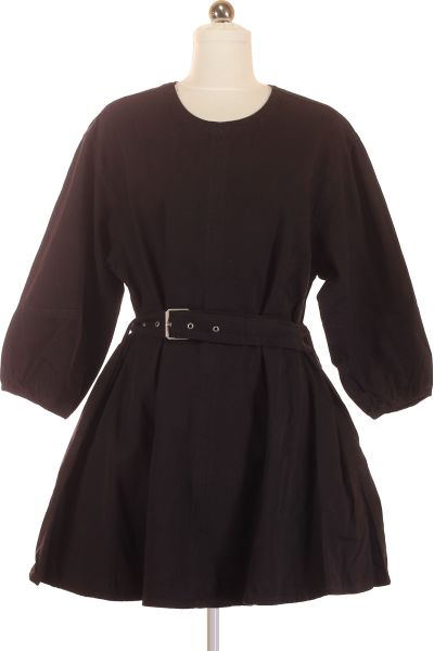 Černé Džínové šaty S Krátkým Rukávem Vel. 34
