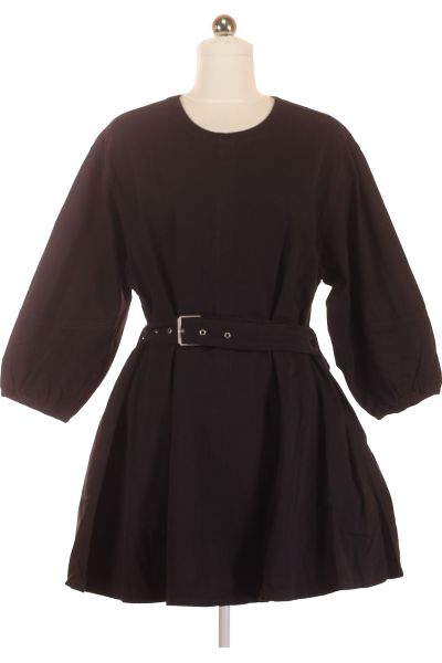 Černé Džínové šaty S Krátkým Rukávem Vel. 36