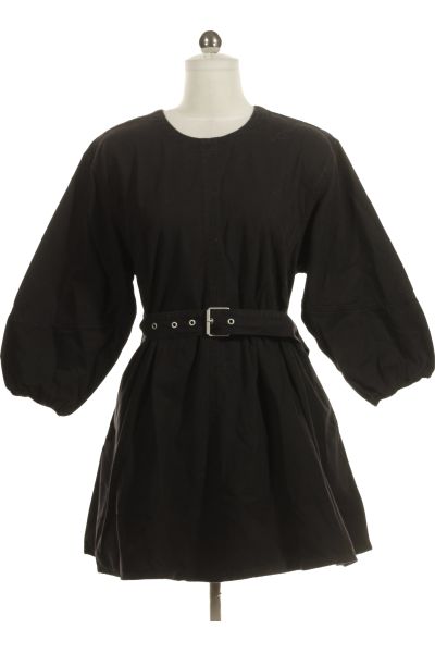 Černé Džínové šaty S Krátkým Rukávem Vel. 34