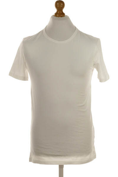 Bílé Jednoduché Pánské Tričko S Krátkým Rukávem Vel. M