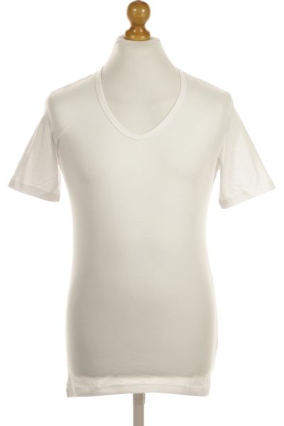 Bílé Jednoduché Pánské Tričko S Krátkým Rukávem Vel.  S