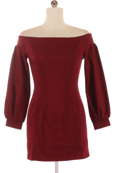 Červené Pouzdrové šaty Šaty S Dlouhým Rukávem Vel. 38