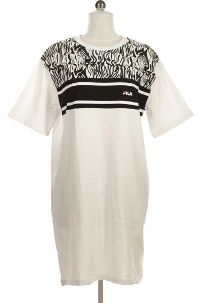 černobílé Letní šaty S Krátkým Rukávem FILA