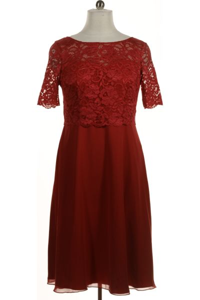 Červené Společenské šaty S Krátkým Rukávem Vel. 44