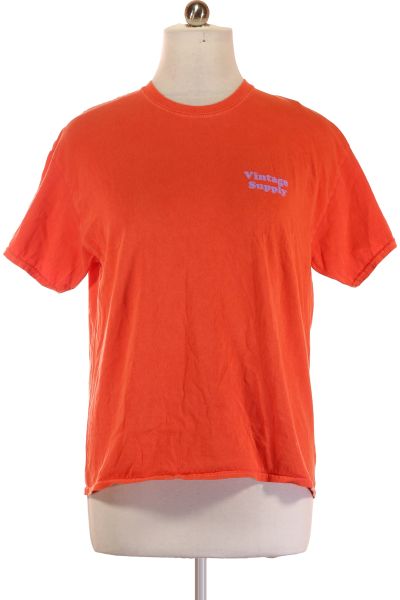 Oranžové Jednoduché Dámské Tričko S Krátkým Rukávem Vel. L