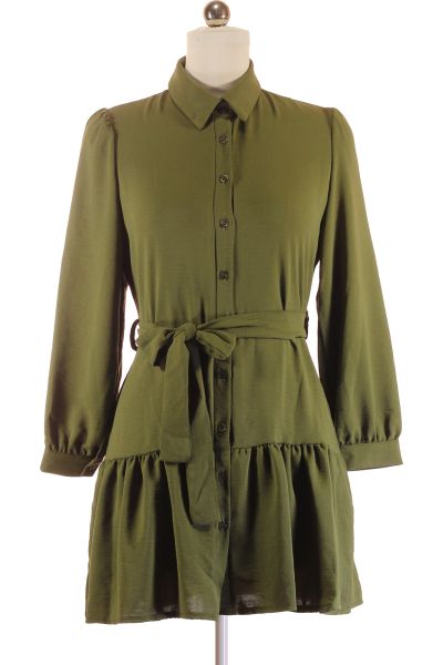Zelené Košilové Šaty s Dlouhým Rukávem Dorothy Perkins Vel. 40 | Outlet