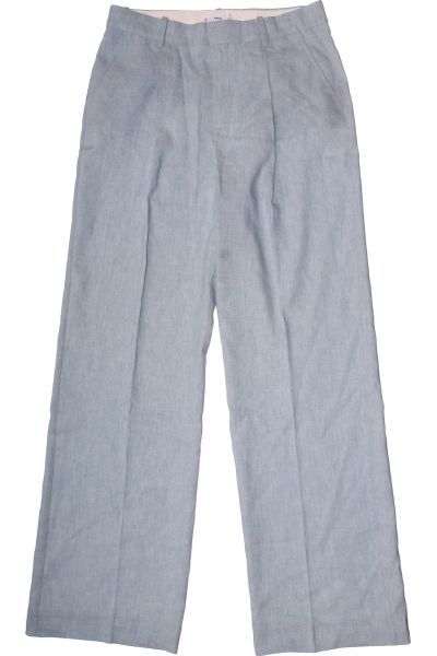 Modré Lněné Společenské Kalhoty MANGO Vel.  42