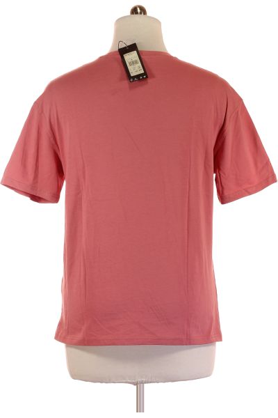 Růžové Jednoduché Pánské Tričko s Krátkým Rukávem Vel.  M
