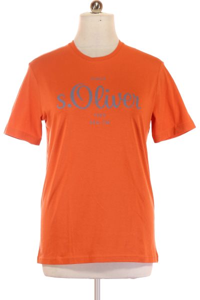 Oranžové Pánské Tričko S Krátkým Rukávem A  Potiskem