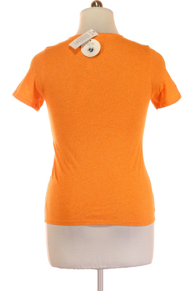 Oranžové Dámské Tričko s Potiskem LACOSTE Vel. 40 | Outlet