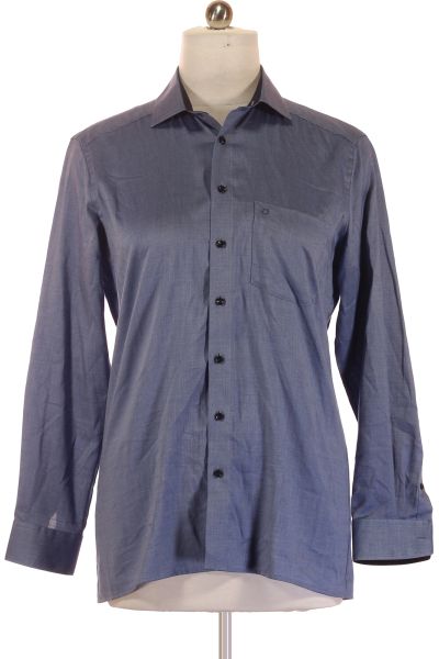 Modrá Vzorovaná Pánská Košile S Dlouhým Rukávem Vel. 42