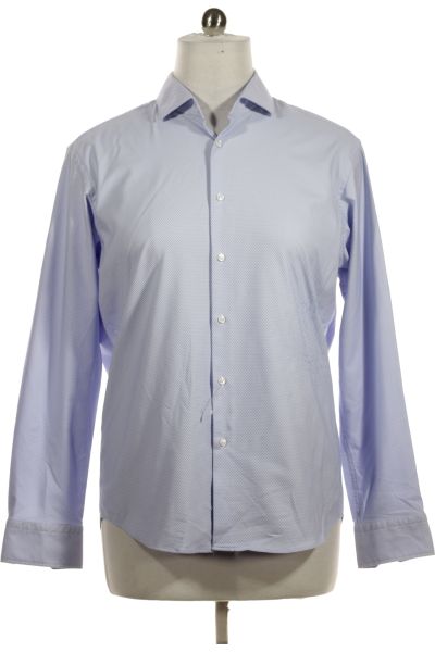 Modrá Vzorovaná Pánská Košile S Dlouhým Rukávem Vel. 44
