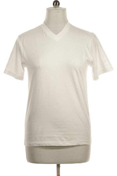 Bílé Jednoduché Pánské Tričko S Krátkým Rukávem Vel. S