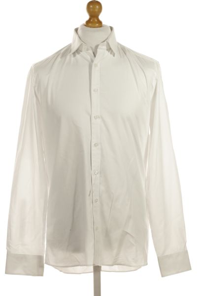 Bílá Pánská Jednobarevná Košile Vel. 41