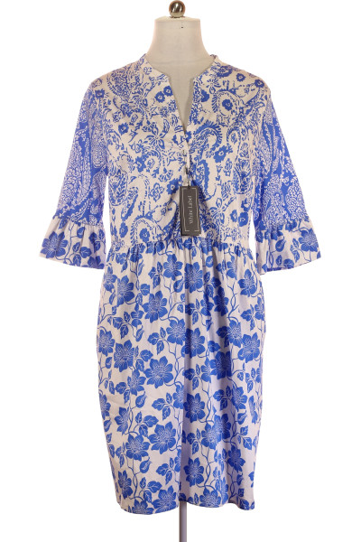Modré Letní šaty S Krátkým Rukávem