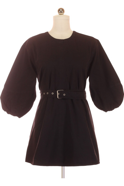 Černé Džínové šaty S Krátkým Rukávem Vel. 38