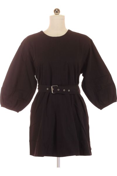 Černé Džínové šaty S Krátkým Rukávem Vel. 40