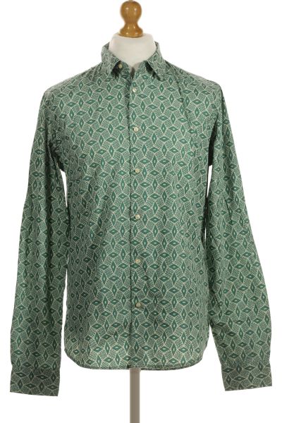 Zelená Vzorovaná Pánská Košile S Dlouhým Rukávem