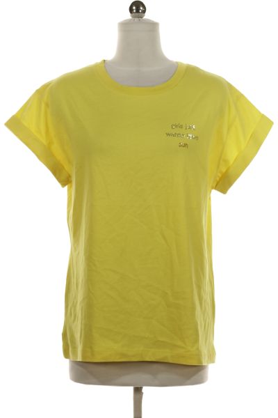 Žluté Jednoduché Dámské Tričko S Krátkým Rukávem Vel. XS