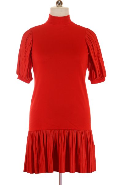 Červené Společenské šaty s Krátkým Rukávem | Outlet