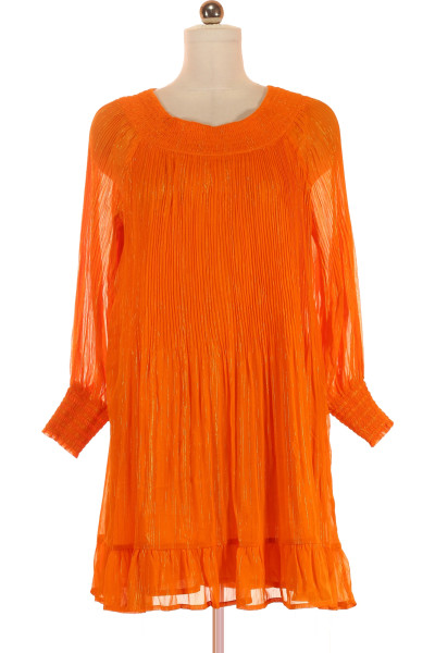 Oranžové Společenské Šaty s Dlouhým Rukávem Vel. M | Outlet
