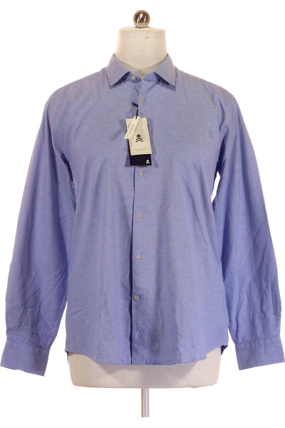 Modrá Vzorovaná Pánská Košile S Dlouhým Rukávem Vel. 44