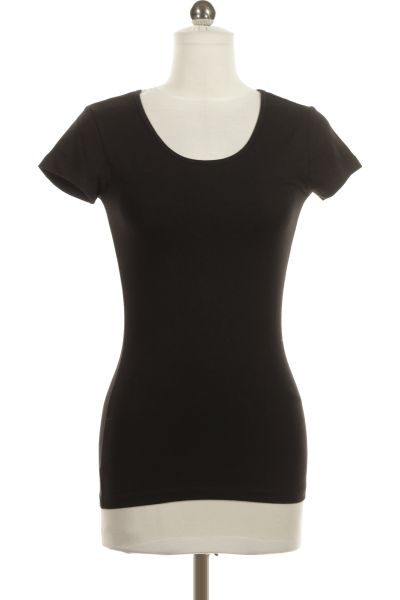Černé Jednoduché Dámské Tričko S Krátkým Rukávem Vel. XS