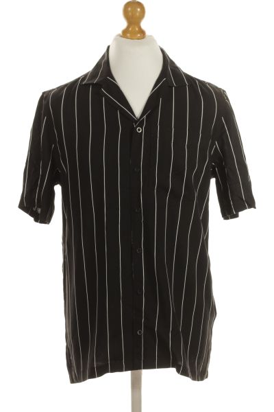 černobílá Vzorovaná Pánská Košile S Krátkým Rukávem Vel. M