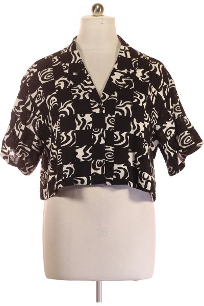 černobílá Vzorovaná Dámská Košile s Krátkým Rukávem Vel. XL | Outlet