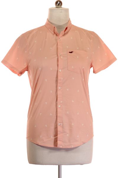Růžová Vzorovaná Pánská Košile S Krátkým Rukávem Vel. M