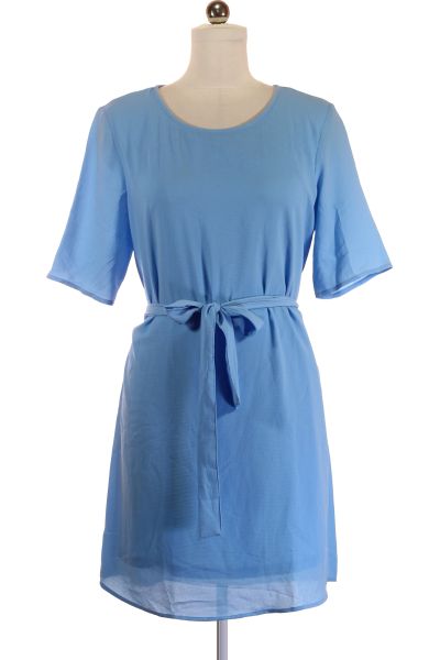 Modré Letní šaty S Krátkým Rukávem Vel. 38