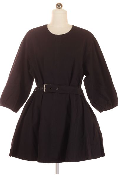 Černé Džínové šaty S Krátkým Rukávem Outlet Vel. 34