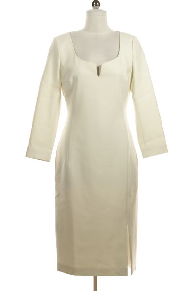 Bílé Pouzdrové šaty Šaty S Dlouhým Rukávem Hugo Boss Vel. 36