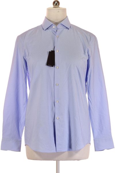 Modrá Vzorovaná Pánská Košile S Dlouhým Rukávem Vel. 43