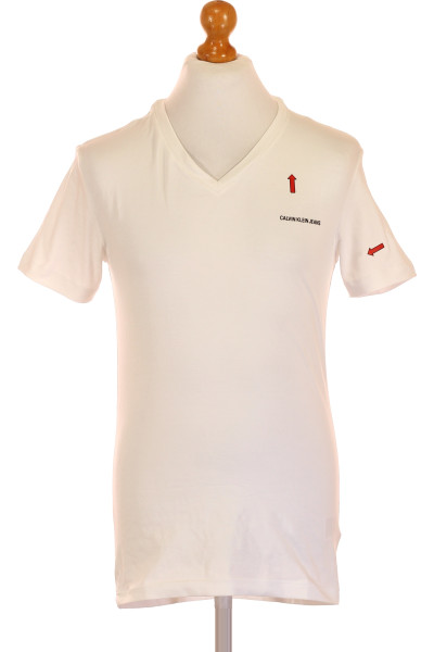 Bílé Jednoduché Pánské Tričko S Krátkým Rukávem Calvin Klein Vel. M