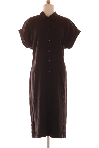 Černé Košilové šaty S Krátkým Rukávem Outlet Vel.  44