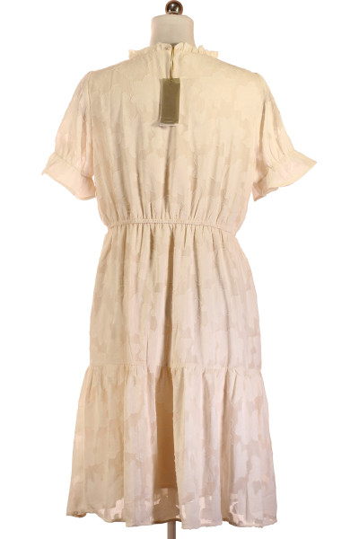 Béžové Letní šaty s Krátkým Rukávem Outlet Vel. 42